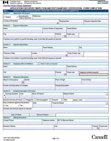 Phytosanitary Certificate
