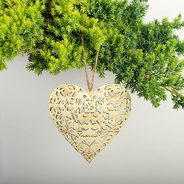 Metal Heart Ornament (Gold)